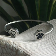 Load image into Gallery viewer, Heart &amp; Paw Cuff Bracelet