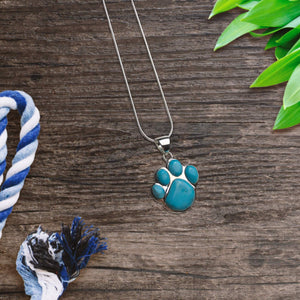 Turquoise Stone Paw Print Necklace